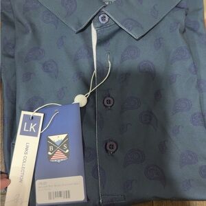 LK Men's Navy Paisley Button Down Shirt